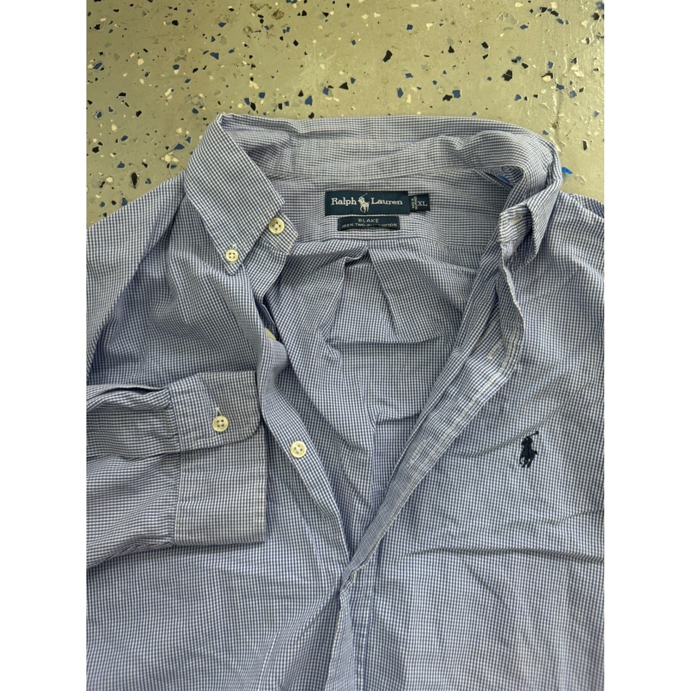 Ralph Lauren Blake Mens XL Blue‎ Gingham Check Button Down Shirt